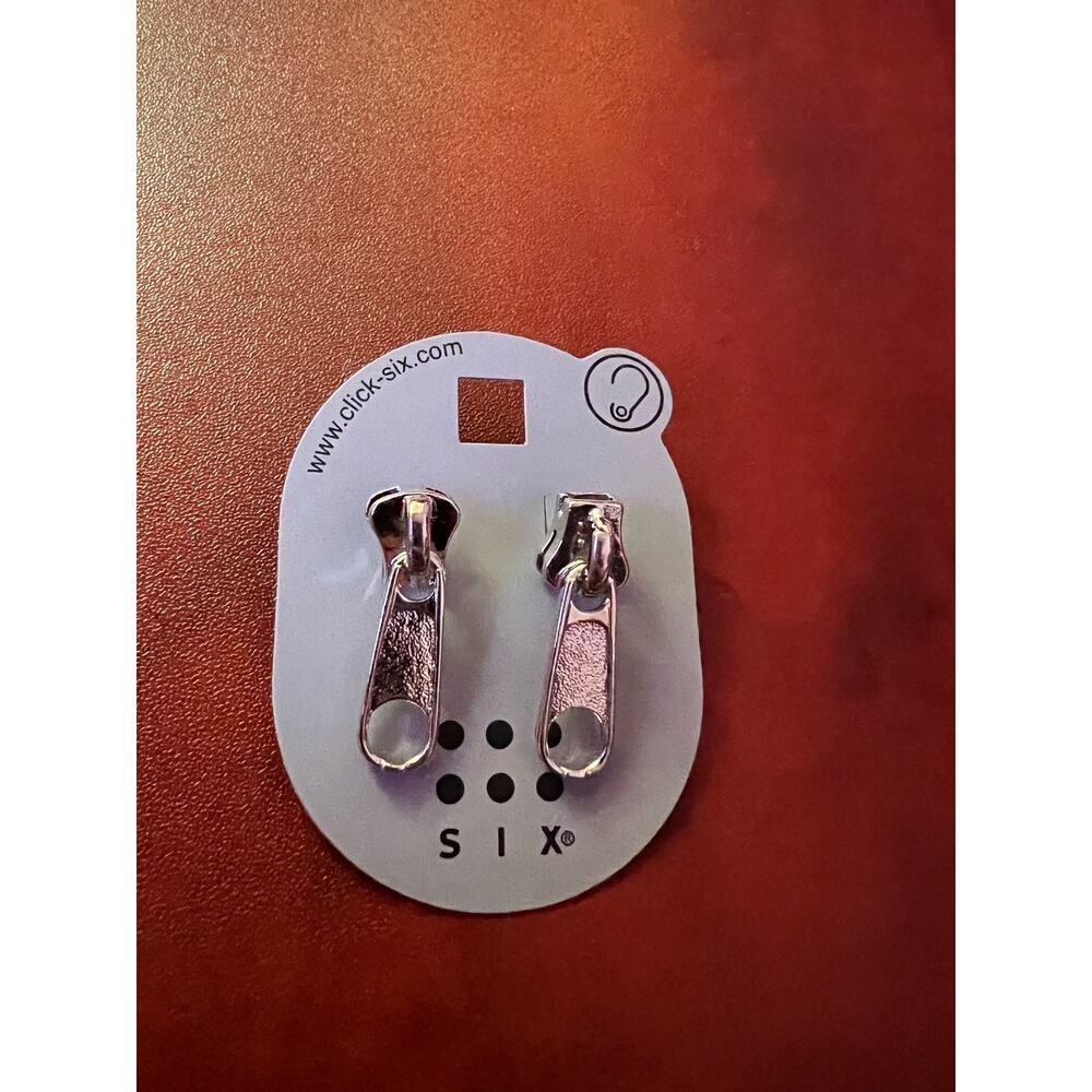 Trendy Zipper Pull Earrings - Unique Silver Costume Jewelry - Fashionable